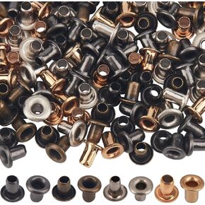 GORGECRAFT 1 Box 400Pcs 4 Colors Super Tiny Eyelet 0.06"(1.5mm) Hole Brass Metal Quicklet Grommets Self Backing Eyelets for Bead Cords Shoes Clothes Belt Bag DIY Sewing Crafts Leather Canvas