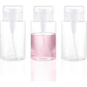 3 Pack Push Down Pump Dispenser Empty Push Top Bottles Containers for Nail Polish Makeup Remover Micellar Water Facial Toner 6.7oz/200ML