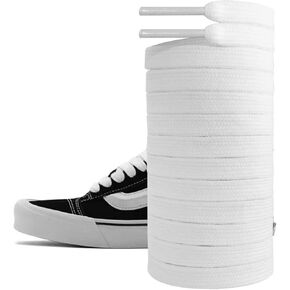 5/16" Cotton Flat Shoelaces for Vans Skate Shoes, 8mm Cotton Shoe Laces Replacement Strings for Canvas Sneakers
