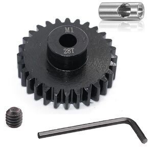 Steel Mod1 5mm Pinion Gear 1PCS, 23-28T M1 Pinion Gear Metal Hardened Steel Fit 5mm RC Motor Shaft with 3.175mm Coupler Compatible with 1/5 1/6 1/8 1/10 1/14 RC Brushless Brush Motor (27T)