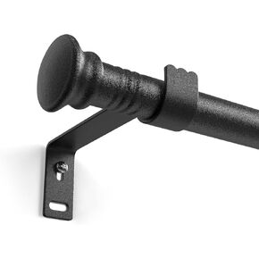 5/8 Inch Curtain Rod for Window 17 to 52 Inch, Adjustable Small Curtain Rod Set, Curtain Rod Brackets, Black