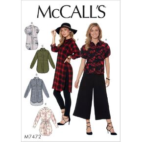 McCall's Patterns Misses' Raglan Sleeve, Button Tunics Shirt