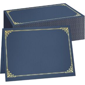 SUNEE Certificate Holders, 50 Packs Navy Blue Diploma Holders, Certificate Covers with Gold Foil Border for Letter Size 8.5 x 11 Certificate Paper, Cardstock, Award, Graduation, Documents