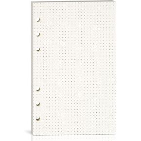 A6 Dot Grid Paper,100GSM Thick,6-Hole Punched,A6 Dotted Paper Refill for Filofax Planner/Binders/Organizer,80 Sheets (160 Pages),6.69 x 4.13 Inch,Beige
