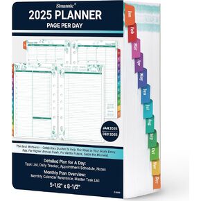 2025 Planner Refills - Planner Refills 2025, January 2025 - December 2025, 2 Pages Per Day Daily ＆ Monthly Planner, A5 Planner Inserts, 5.51" x 8.38", Daily Tracker, 7-Hole Punched