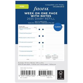 Filofax Mini week on two pages English 2025 diary