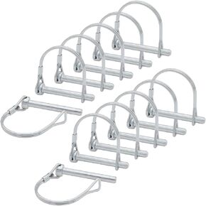 12 Pcs 1/4 x 1-3/4 Inch Wire Lock Pins, Heavy Duty Zinc Plated Pto Hitch Pin Arch Safety Coupler Pin Shaft Locking Pin for Farm Trailers Lawn Garden (6 x 45mm)