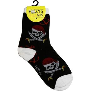Foozys Boys Fun Pirate Skulls - Cool Colorful Crew Socks - 1 pair