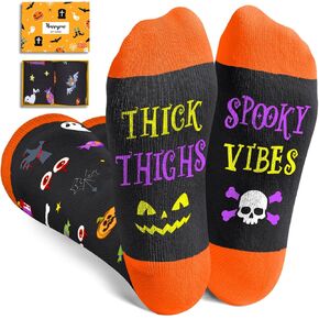 HAPPYPOP Halloween Gifts for Kids Boys Girls - Spooky Pumpkin Socks, Horror Socks for Teens Adult