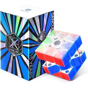 GAN 356 M E UV, 3x3 Magnetic Speed Cube 48 Magnets Customized 12 Tension Settings Upgraded GAN356 M Puzzle Toys for Kids Adults, 10 Years Edition
