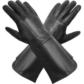 M&H Since 1978 Leather Gloves - Men's Leather Gauntlets – Medieval Renaissance & Steampunk Cosplay Gloves for Swordsmen