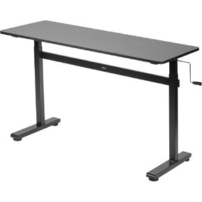 VIVO Height Adjustable 55 x 24 inch Standing Desk, Hand Crank Sit Stand Home Office Workstation with Frame and Solid One-Piece Table Top, Black, DESK-M55TB