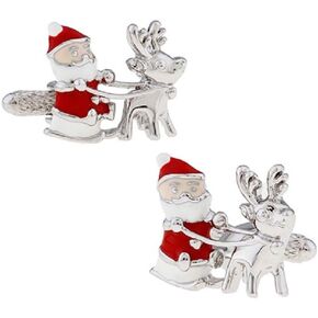 MRCUFF Santa Sleigh Christmas Reindeer Pair Cufflinks in Presentation Gift Box & Polishing Cloth