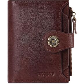 HKCLUF Wallet Women,Small Genuine Leather Bifold Wallet Womens,RFID Blocking Wallet for Women Card Holder Purse With Removable ID Window(darkbrown) in Kuwait