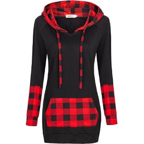 BEPEI Womens Long Sleeve Tunic Hoodie Dress String Sweatshirts with Pockets