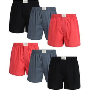 Lucky Brand Men's Boxer Shorts - 6 Pack Breathable Woven Boxers with Functional Fly - Underwear Boxers for Men (S-XL), Size Medium, Medium Grey/Mineral Red/Jet Black