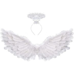 Angel Costume Wings and Halo White Adult Angel Costume Wings for Kids Party Children's Boys Girls Christmas Unique