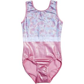 Gymnastics Leotard for Girls - Pink Shimmer Leopard with Rhinestones