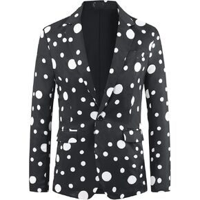 Lars Amadeus Polka Dots Blazers for Men's One Button Notched Lapel Prom Suit Jackets