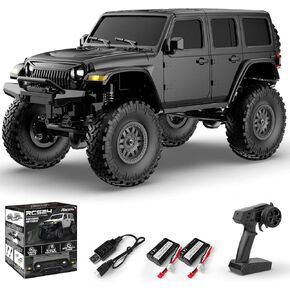 RCS24 Off Road 1/24 RC Truck 4x4 Off Road Crawler Climbing Vehicle All Terrain RC Monster Truck Remote Control Car with Bright Headlight 2 Batteries Waterproof Hobby Toys(RTR White)