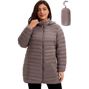 ANOTHER CHOICE Plus Size Puffer Jacket for women, Packable Hooded Lightweight Travel Puffy Jacket (1X-6X)