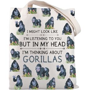 BNQL Gorilla Gifts Gorilla Tote Bag Gorilla Lover Gifts Funny Gorilla Gifts for Animal Lover Tote Bag (gorilla tote bag)