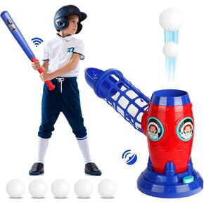 T Ball Sets for Kids 3-5 5-8, Kids Baseball Toys with 5 Balls/Softball Pitching Machine/Adjustable Batting Tee, Sports & Outdoor Toys for Toddlers Boys & Girls, Tball Games for Kids Ages 3–12 Years