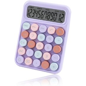 Desktop Calculator 12 Digit, Cute LCD Display Mechanical Basic Standard Calculators with Big Buttons, Aesthetic School Office Supplies (Mixed Orange)