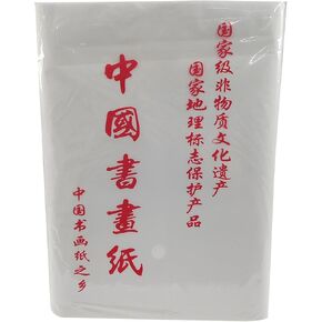 Half-Raw Xuan Calligraphy Paper - Premium Chinese & Japanese Rice Paper, Ideal for Brush Ink Writing, Sumi-e Painting, 100 Sheets, 13.4" x 26.7", No Grids. 宣纸半生熟