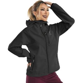 Wulibike Rain Jackets Women Waterproof Softshell Cycling Fleece Windbreaker Cold Weather Running Jacket Hooded Hiking Coat