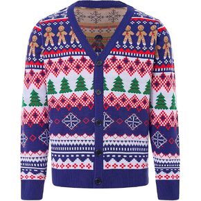 Men's Ugly Christmas Sweater Button Down Long Sleeve Knit Cardigan