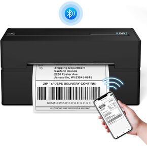 Bluetooth Thermal Shipping Label Printer,Wireless 4x6 Shipping Label Printer for Shipping Packages,Support iPhone iPad Android Windows & Mac,Widely Used for Amazon, Ebay,Shopify, Etsy, USPS.