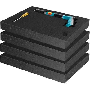 Excecar 4 PCS Polyurethane Foam Pads, 16x12x2 inch Cuttable Foam Sheets Packing Foam Inserts High Density Foams Cushion Pads for Toolbox Camera Storage Crafts Cases