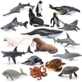 BRETOYIN Mini Fish Figurines Set 6PCS Whale Bath Toys Figure Whale Ornament for Kids Toddlers Preschool Educational Playset