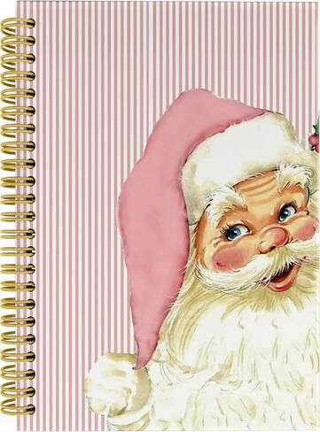 Knibeo Vintage Santa Pink Christmas Notebook - Santa Christmas Notebook, Pink Notebook, Merry Christmas Notebook, 5.5×8.3 Lined Paper Spiral Bound Notebook with 164 Pages in Kuwait