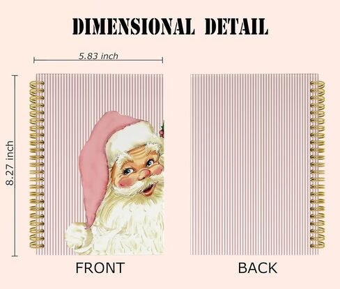Knibeo Vintage Santa Pink Christmas Notebook - Santa Christmas Notebook, Pink Notebook, Merry Christmas Notebook, 5.5×8.3 Lined Paper Spiral Bound Notebook with 164 Pages in Kuwait