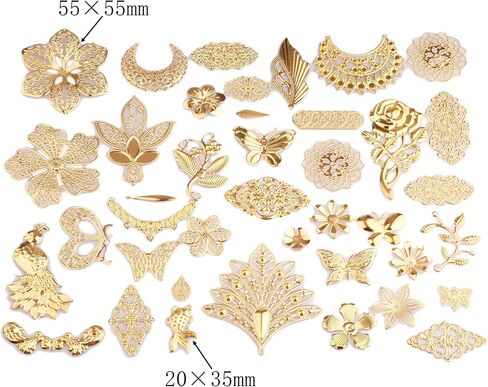 100g Antique Bronze Filigree Connectors Charms Pendants Findings Iron Metal Embellishments for DIY Hairpin Headwear Earring Jewelry Making, Nickel Free in Saudi Arabia
