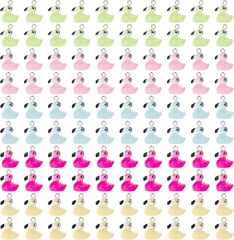100pcs Mini Flamingo Resin Ducks for DIY Jewelry, Bracelets, Necklaces, Earrings, Keychains & Crafts in Kuwait