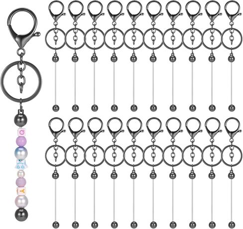 20 Pcs Beadable Keychain Bars,Blank DIY Keychains for Beads,Keychain Making Supplies Kit,Metal Beaded Keychain in Saudi Arabia