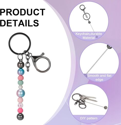 20 Pcs Beadable Keychain Bars,Blank DIY Keychains for Beads,Keychain Making Supplies Kit,Metal Beaded Keychain in Saudi Arabia