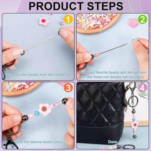 20 Pcs Beadable Keychain Bars,Blank DIY Keychains for Beads,Keychain Making Supplies Kit,Metal Beaded Keychain in Saudi Arabia