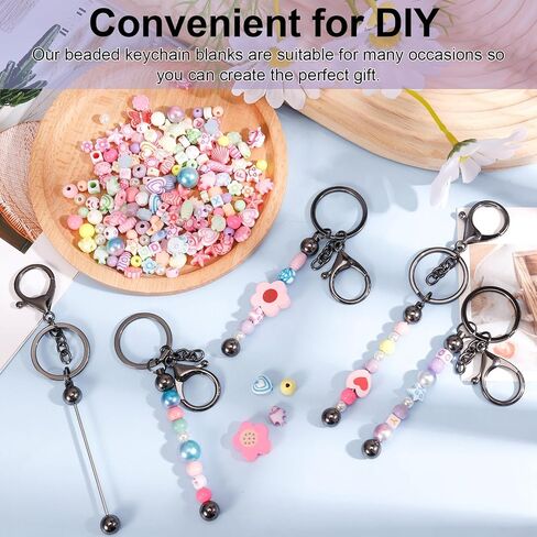 20 Pcs Beadable Keychain Bars,Blank DIY Keychains for Beads,Keychain Making Supplies Kit,Metal Beaded Keychain in Saudi Arabia