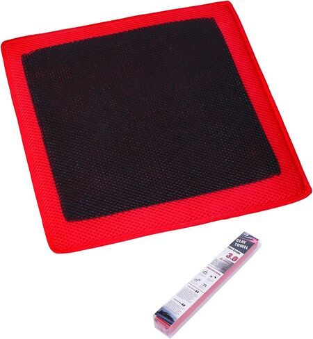 Clay Towel 3.0 for Cars, Clay Bar Towel Scratch-Free Autocare Detailing Polishing, Removing Tar Paint Tree-sap Guano Contaminants, Fine Grade, 12" x 12", Red, Mesh Hollow, Thick Ver. in Kuwait
