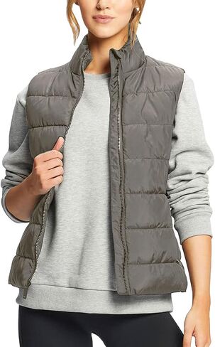 Women's Puffer Vests Full Zip Quilted Sleeveless Puffy Jacket for Womens Water-Resistant Outdoor Cozy Sport Coat S-2XL in Saudi Arabia