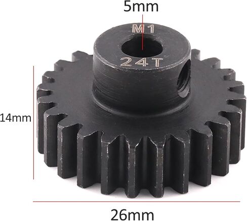 Steel Mod1 5mm Pinion Gear 1PCS,11-28T M1 Pinion Gear Metal Hardened Steel Fit 5mm RC Motor Shaft with 3.175mm Coupler Compatible with 1/5 1/6 1/8 1/10 1/14 RC Brushless Brush Motor (15T) in Saudi Arabia