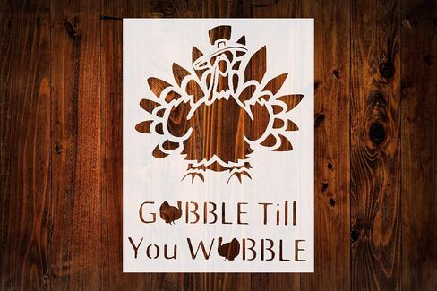 استنسل عيد الشكر تركيا Gobble Till You Wobble، قابل لإعادة الاستخدام ومتين، 8.5 بوصة × 11 بوصة، قالب فنون وحرف العطلات in Saudi Arabia