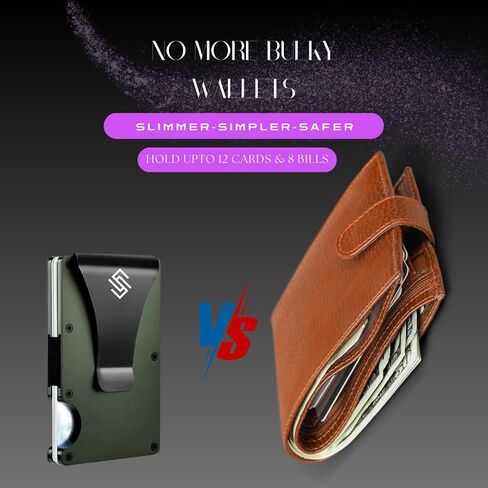 Minimalist Slim Wallet for Men – Carbon Fiber Front Pocket Wallets for Men - Thin Wallets for Men with RFID Blocking - Credit Card Holder with Aluminum Money Clip (Carbon Fiber) in Saudi Arabia
