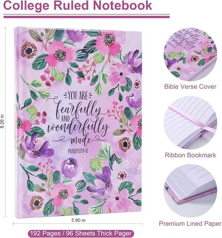 Faithful Hers Bible Covers for Women, Bible Case Set with Notebook and Bookmark, Leather Bible Cover, Bible Carrying Case for Woman Lady Bible Bag, Christmas Gift for Mother, 10.8x7.8x2 in, Purple in Kuwait