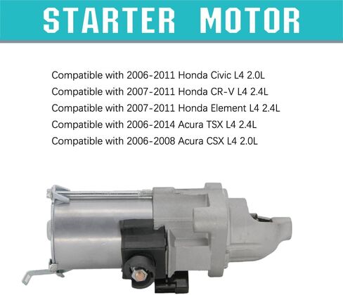 محرك Satarter متوافق مع Honda 06-12 Accord 2.4L 07-11 CRV 06-11 Civic 2.0L Element 06-14 Acura TSX 2.4L 06-08 Acura CSX Starter استبدال OE 31200R40A01 31200R41L01 336-2059 SMU0428 in Kuwait
