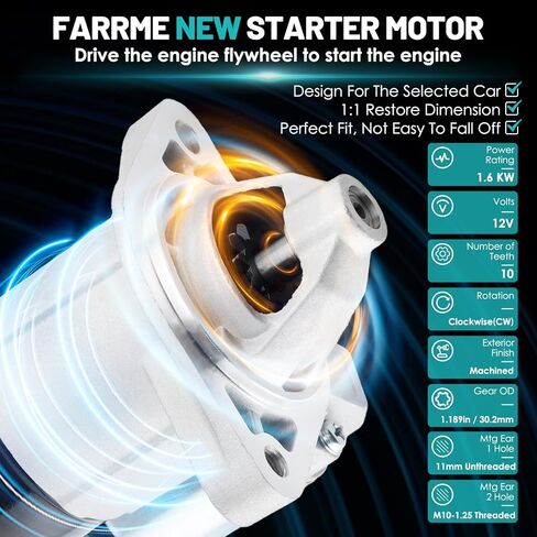 17841 Starter Motor Fit for Toyota Corolla, for Toyota Matrix, for Pontiac Vibe 2003-2008 1.8L L4 1.6KW 10-Teeth Automotive Replacement Starter#28100-0D080, 28100-22090, 88969483, 428000-1310 in Saudi Arabia